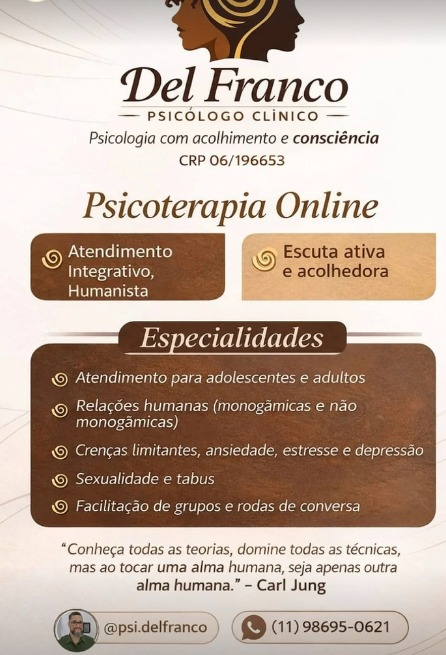 Card com os serviços de psicoterapia on-line de Del Franco